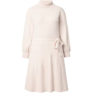 MIAMODA MIAMODA - Dames - Gebreide jurk midilengte col ceintuur in de taille - Off-white - Maat 42+