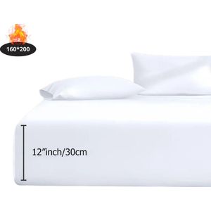 Bovista Hoeslaken Set - Inclusief Kussensloop - 3 Delige Set - Beddengoed - Fitted Sheet - Pillow Case - Bed - Wit 160 x 200