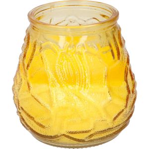 1x Citronella lowboy tuin kaarsen in geel glas 10 cm - Anti muggen/insecten artikelen