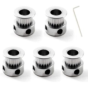 GT2 tandriemschijf 20 tanden 8 mm boring voor 6 mm tandriem 3D-printer verpakking met 5 (schroefsleutel inbegrepen)
