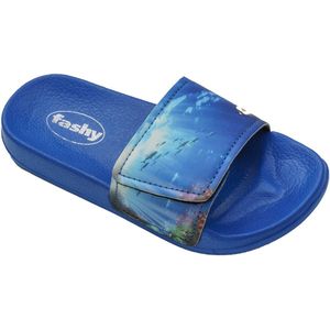 Badslipper Sidney - Blauw met Klittenband - Maat 28