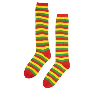 KIMU Lange Sokken Rood Geel Groen Gestreept - 36 37 38 39 40 41 - Carnaval Limburg Dunne Streepjes Gestreepte Hoge Kousen Sinterklaas Kado