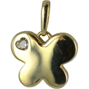 Silventi 9NBSAM-G200435 Gouden Hangertje - Vlinder - Zirkonia - 8,2 x 10 mm - 14 Karaat - Bedel - Goud