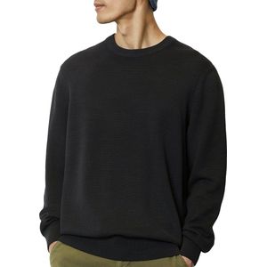 Marc O'Polo regular fit pullover - heren trui katoen met O-hals - zwart (middeldik) - Maat: XL