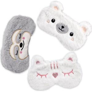 Slaapmasker voor kinderen - schattige dieren - 3 stuks - pluche