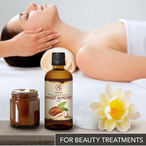 Amandelolie 100ml - 100% Puur Natuurlijke Basisolie - Dragerolie - Rijk aan Mineralen & Vitamines voor Intensieve Huidverzorging - Massage - Wellness - Maken van Eigen Cosmetica - Ontspanning - Beauty - Anti-Rimpels - Anti-Aging