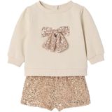 Vertbaudet - Babyset - Meisjes - Sweater met Knoop en Short met Pailletten - Kerst