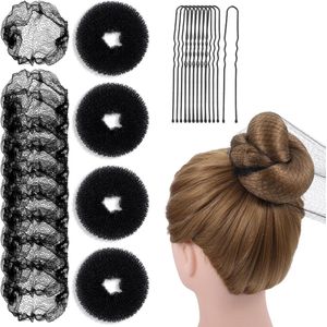 Kapselhulpset met knotkussens en haarnetten voor vrouwen en meisjes.