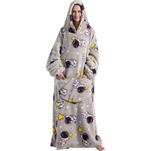 Lange hoodie-deken voor dames en heren, draagbare deken met mouwen en capuchon, volwassenen, oversized, XXL, enorme oversized warme dekentrui