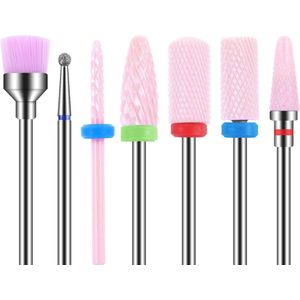 Professional Ceramic Nail Milling Bits - Professional Gel Acrylic Cuticle Diamond Tungsten Carbide Nail Drill Tools - Manicure Pedicure Home Use - Great Gift (Pink)