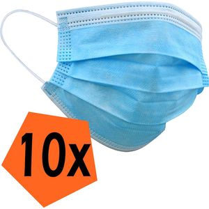 Mondkapje Blauw Wegwerp - Mondmasker Wegwerp Niet Medisch Mondkapje Blauw - Blauw Mondkapje Wegwerp Universeel - 10 Stuks