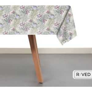 Raved Tafelzeil Paarse Bloesem  140 cm x  140 cm - Groen - Bloemen - PVC - Afwasbaar