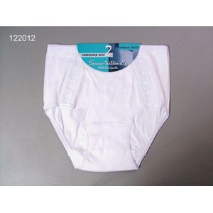 Damesslip - 2-Pack - Kanten strookje vooraan - Wit - 100% gekamd katoen - 40/42