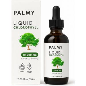 PALMY® Liquid Chlorophyll (12.000 mg) - Pepermunt smaak - Chlorofyl Druppels - Extra sterk - Chlorophyll Liquid - Vloeibaar - Supplement - Gua Sha - Chlorofyll Drops - Chlorella - Chlorofil Water - Chlorophyll drops - Superfood - Afvallen