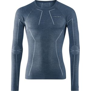 FALKE heren technisch wool-tech O-hals longsleeve shirt blauw