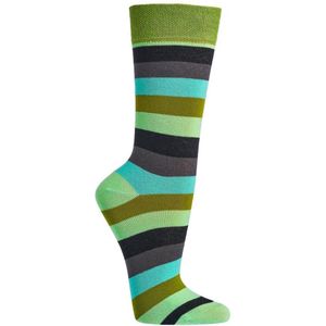 2 Paar biologisch katoenen sokken – naadloos – zachte boord – groen gestreept – maat 42/47