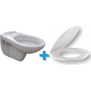 Saqu Trade 1-pack Hangtoilet - Incl. Toiletbril - Wit - WC Pot - Toiletpot - Hangend Toilet