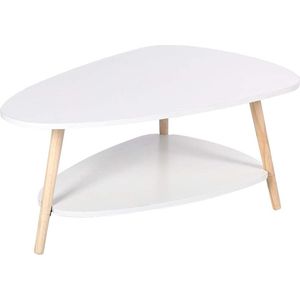 Ovale salontafel met opbergruimte, salontafels, slaapkamer, kantoor, café, 60 x 40 x 90 cm (wit)