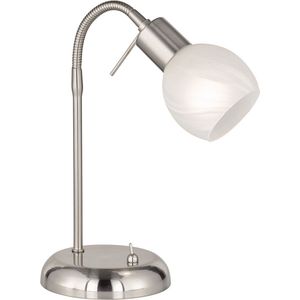 LED Bureaulamp - Torna Besina - E14 Fitting - Flexibele Arm - Rond - Mat Nikkel - Aluminium
