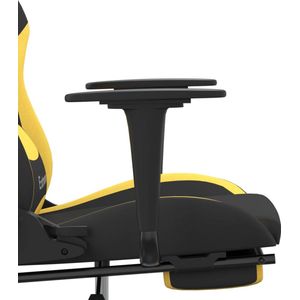 vidaXL - Gamestoel - met - voetensteun - stof - zwart - en - geel