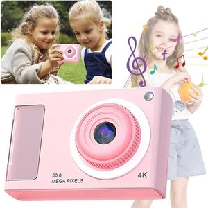 Mini CCD - HD 1080P - 48 MP, 4x zoom, compacte digitale camera met dubbele lenzen en ondersteuning voor 32 GB-kaart voor jongens, meisjes, tieners, cadeau - roze