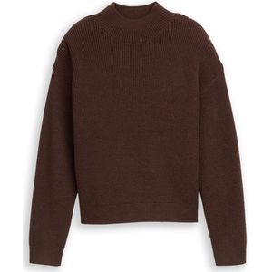 Tom Tailor - Gebreide Trui - Soft Chocolate Brown - Met Ribboorden