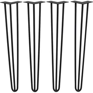 Barnwoodweb Retro Hairpin Metalen Tafelpoten - Zwart - 71cm - Set van 4