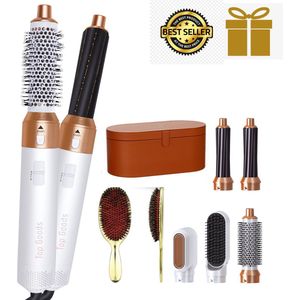 Top Goods Hairwrap Gold - Multistyler - 5-in-1 Föhnborstel - Krultang - Incl. Opbergdoos & Luxe Haarborstel