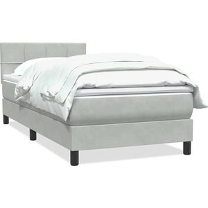 vidaXL - Boxspring - met - matras - fluweel - lichtgrijs - 80x220 - cm