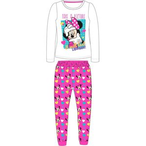 Disney Minnie Mouse Pyjama Katoen Wit/Roze Maat 122