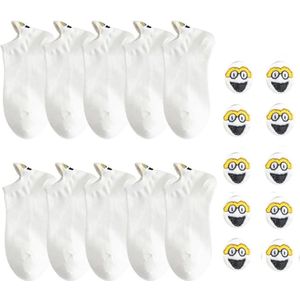 Smiling Socks Classic White Sneaker Sokken - 10 Paar - Grappige Enkelsokken voor Heren en Dames - Maat 35-41