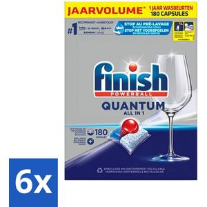 6 x Finish Powerball - Quantum All in 1 - Vaatwastabletten - 180 Tabletten - Vaatwascapsules - Diepe Reiniging - Glans - Vaatwasser - Finish Quantum