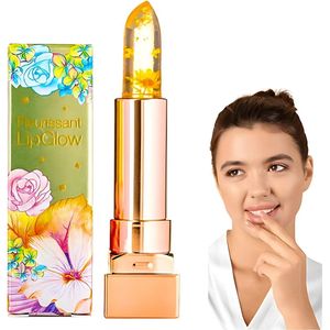 Glamfox LipGlow Honey Flower Lipstick – Lippenstift met 24 Karaat Goudschilfers en Echte Bloem – Lip Plumper – Lippenbalsem – Langhoudende Lippenstift – Make-up – Korean Skincare – Korean Makeup