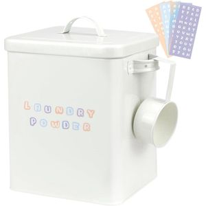 6 L wasmiddelopslag waspoeder opbergdoos metaal met etiketten waspoeder doos voor het bewaren van voer diervoer container wasmiddelcontainer