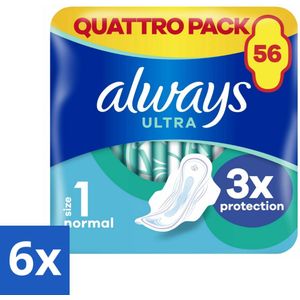 6 x Always - Maandverband - Normal - Plus - 56 Maandverband - Maandverband - Maandverband Met Vleugels - Always Ultra - Always Ultra Normal Plus - Always MyFit