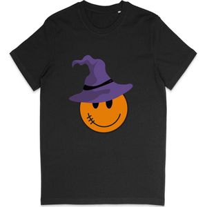 T shirt Halloween Jongens en meisjes - Halloween Smiley - Zwart - Maat 140