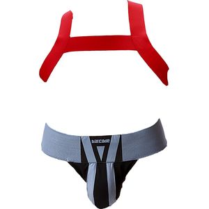 Barcode Berlin Multipack 1x Zuri Jockstrap Bluebeige/Black + 1x Harness Matt Red - MAAT L - Heren Ondergoed - Jockstrap voor Man - Mannen Jock