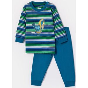 Woody pyjama baby jongens - multicolor gestreept - duif - 252-10-PLC-S/912 - maat 74