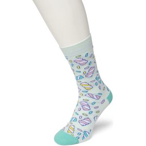 Bonnie Doon Dames Sokken met Marshmallows Print maat 36/42 Licht Blauw - Thema Sokken - Spekjes - Cadeau Sokken -Word je Happy en vrolijk van - Zacht Katoen met Gladde Teennaad - Comfortabel - Perfect Cadeau - Fair Aqua - BT991115.225