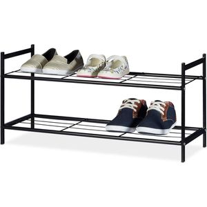 Schoenenrek 2 laags voor 6 paar schoenen - Metalen rek - HBD ca. 33.5 x 69.5 x 26 cm - Zwart Schoenenrek