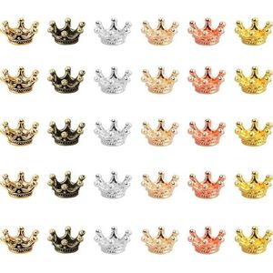 30 kleine gouden kronen - 6 kleuren mini-kroonbedels voor ambachten - DIY kroonsieraden - vintage Tibetaanse stijl - legering kralen kap hangerbedels .