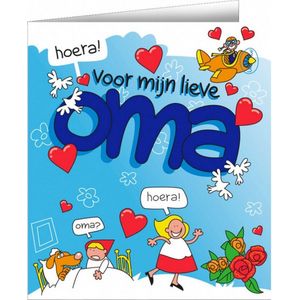 wenskaart oma cartoon dames 14 x 16 cm karton