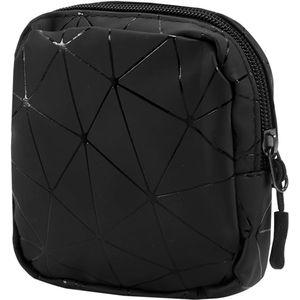 Storage Bag Voor Menstrual Pads - Sanitary Napkin Bag - Black PU Leather - Portable Zipper Tampon Nutrition Inlay Holder Voor Vrouwen - Products Wallet - Period Bags 14 x 14 x 1 cm