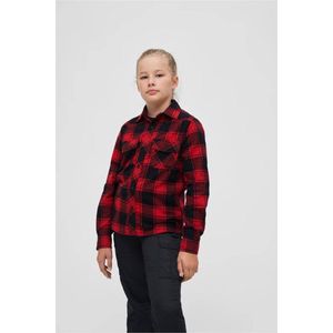 Brandit - Checkshirt Kinder Longsleeve shirt - Kids 146/152 - Rood/Zwart