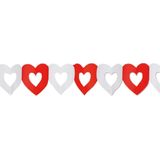 Hartjes slinger rood/wit - 300 cm - Romantische feestslinger voor bruiloften / Valentijn