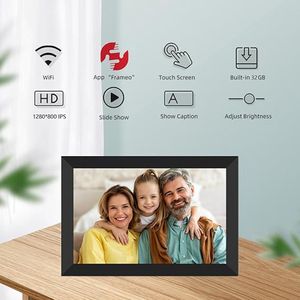 Frameo Digitale fotolijst, wifi, 32 GB, digitale fotolijst, 10,1 inch, 1280 x 800 IPS lcd-touchscreen met hoogwaardig , smart cloud-fotolijst met automatische rotatie, Digitale all-in-one , momenten, direct delen via de Frameo-app