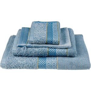 Pip Studio Soft Zellige Handdoek - 55x100 cm - Set van 3 - Blauw Grijs