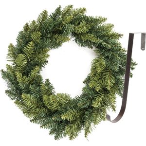 Kerstkrans/dennenkrans - groen - incl. hanger 28 cm- D40 cm -kunststof