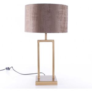 Landelijke tafellamp Veneto | 1 lichts | brons / bruin / goud | metaal / stof | Ø 30 cm | 55 cm hoog | tafellamp | modern / sfeervol / klassiek design