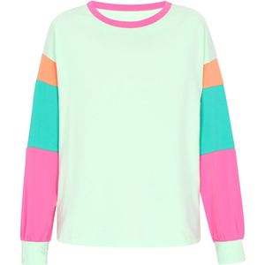 MYMO - Blouseshirt - Turquoise - Lange Mouw - Color-Blocking